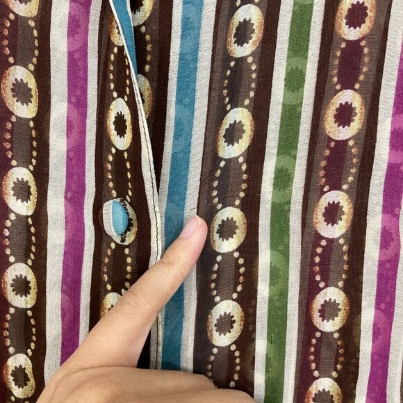 Silk Assets Diane Von Furstenberg 1X Artsy Colorful Retro Pure Silk Button Down - Picture 12 of 12